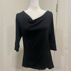 Beyond Yoga Black Draped Neck Blouse